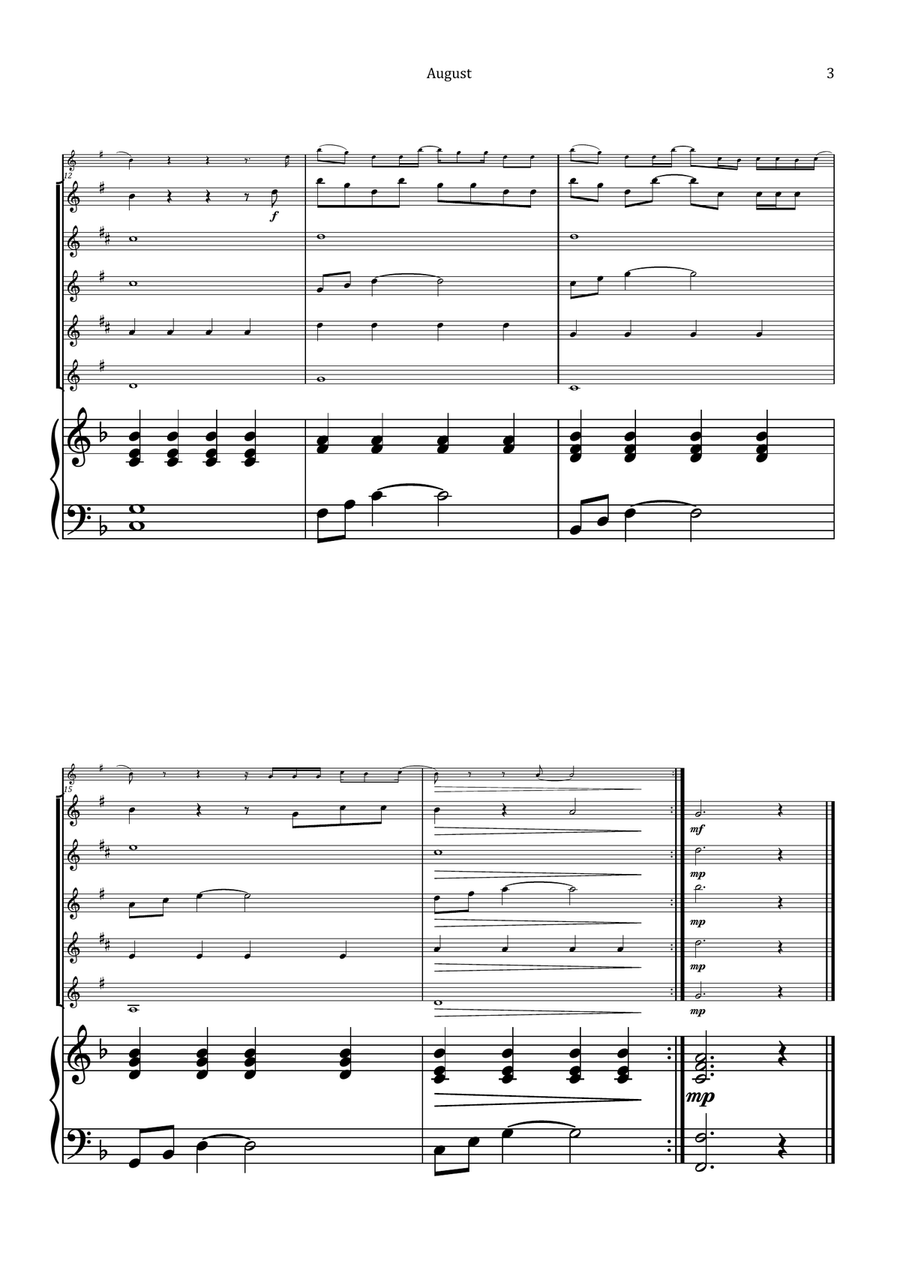 August Saxophone Quintet scores gallery preview page 3