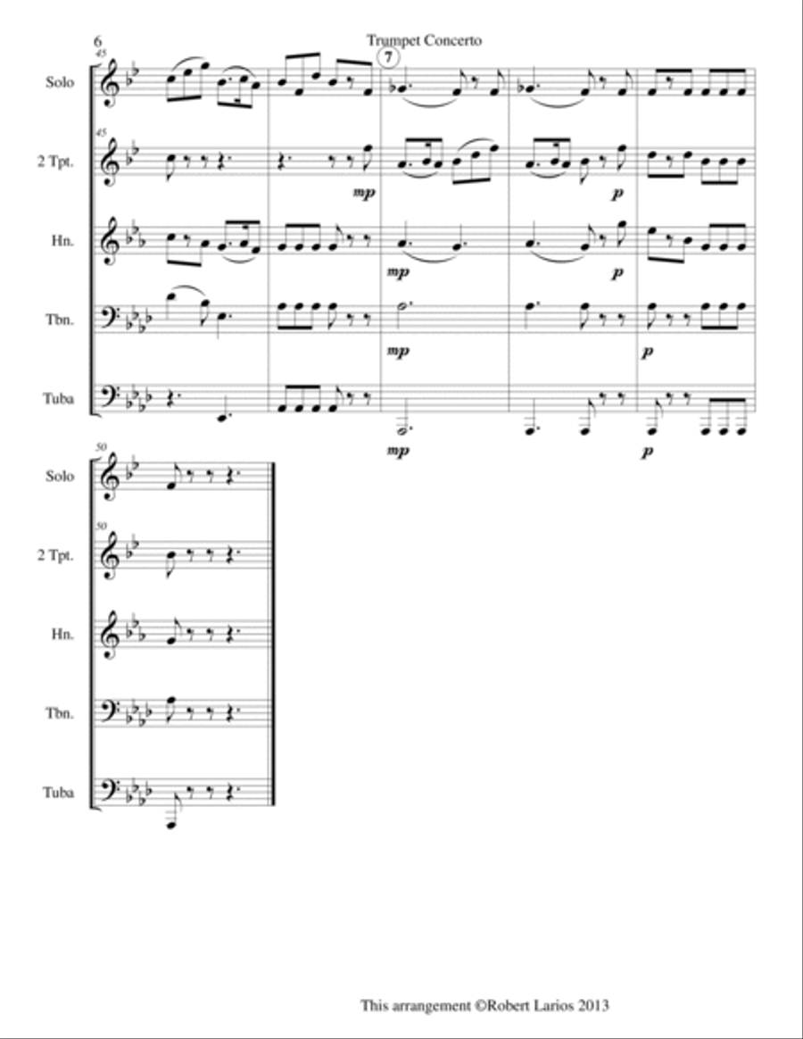 Andante from Concerto for Trumpet Brass Ensemble scores gallery preview page 6