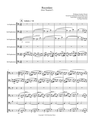 Recordare (from "Requiem") (F) (Euphonium Sextet - Bass Clef)