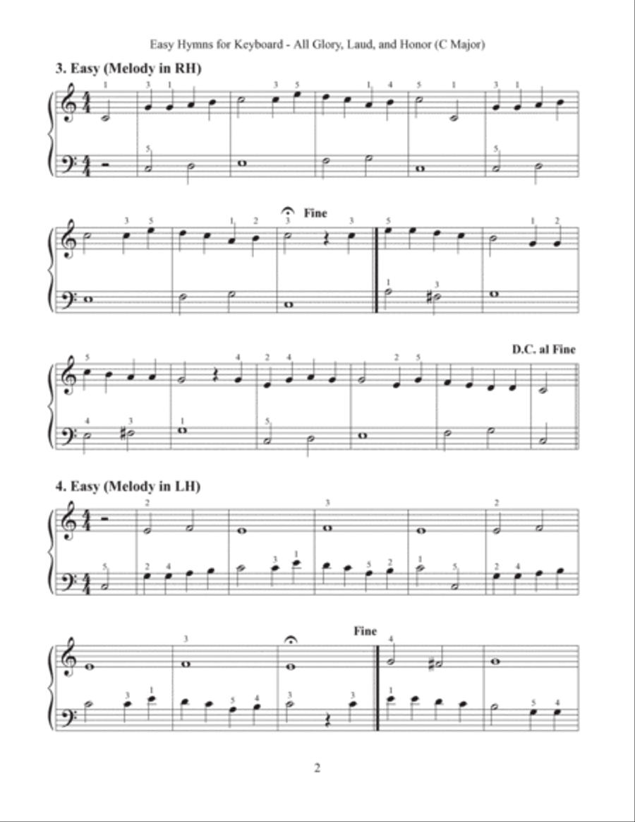 All Glory, Laud, and Honor (Easy Hymns for Keyboard) Piano Method scores gallery preview page 4