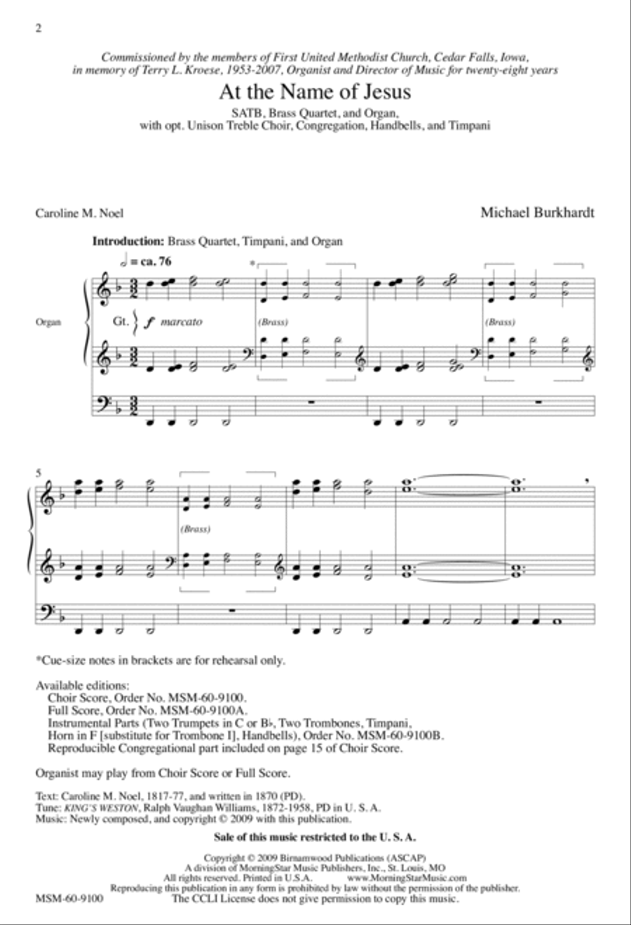 At the Name of Jesus At the Name of Jesus 4-Part scores gallery preview page 2