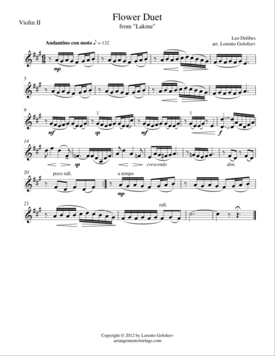 Flower Duet from Lakme String Quartet scores gallery preview page 2