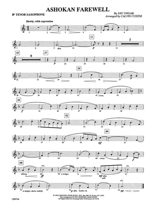 Ashokan Farewell (from The Civil War): B-flat Tenor Saxophone