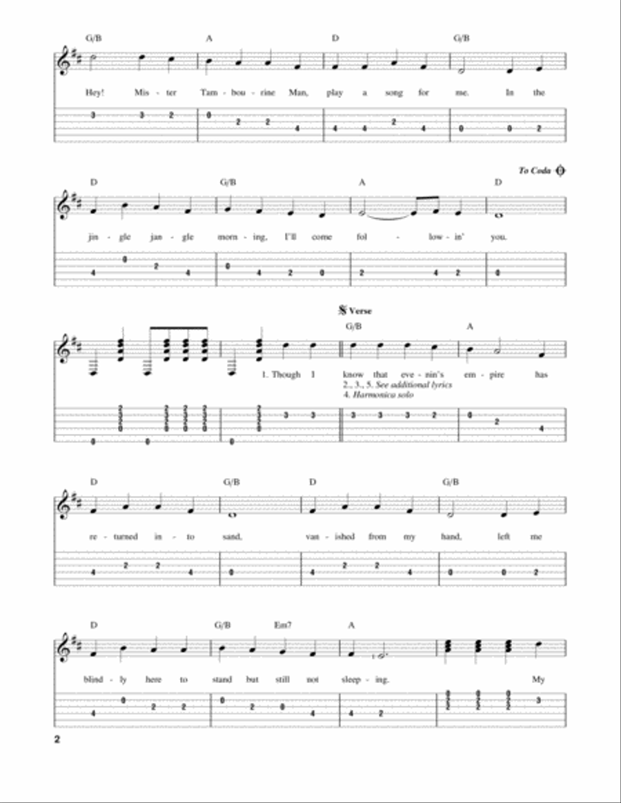 Mr. Tambourine Man Acoustic Guitar scores gallery preview page 2