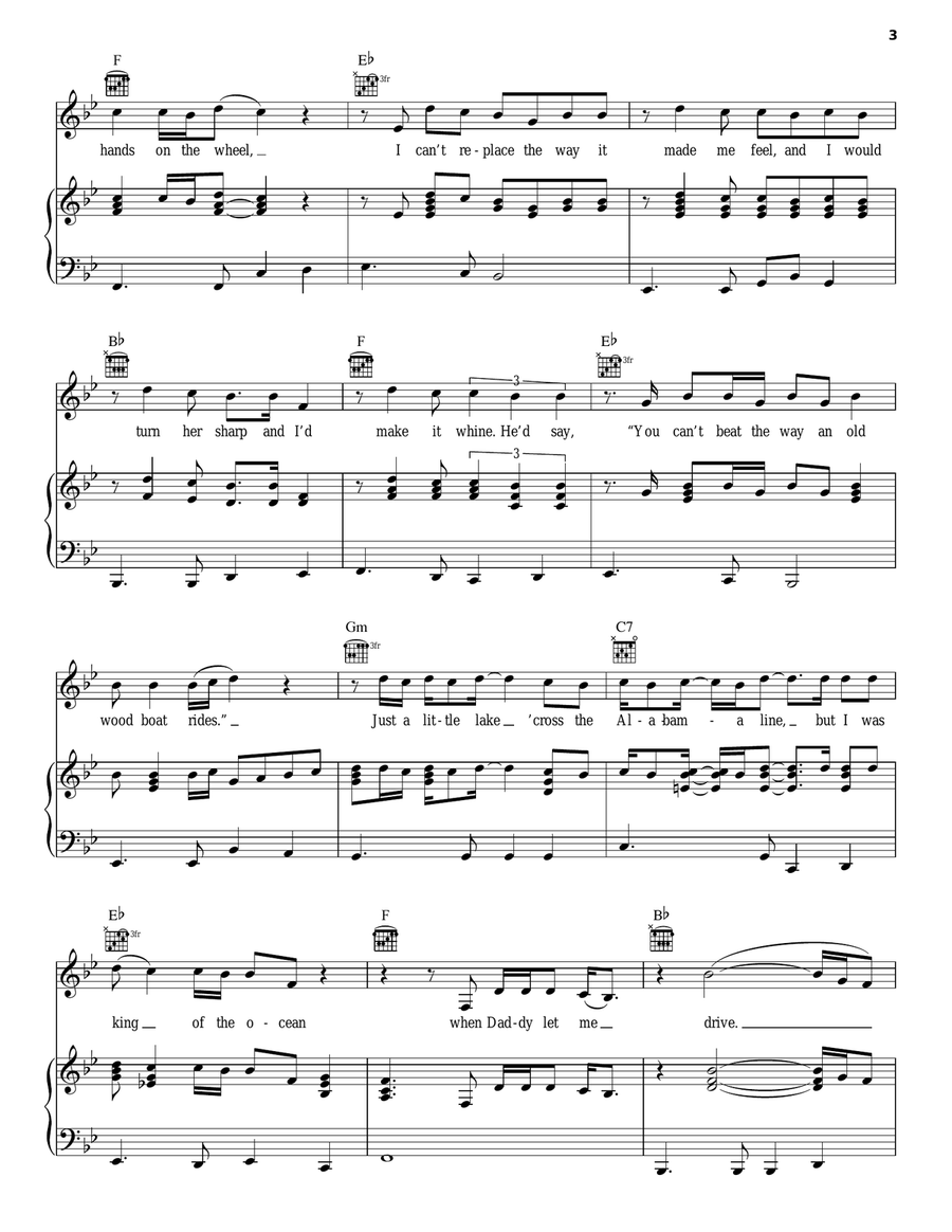 Drive (For Daddy Gene) Piano, Vocal, Guitar scores gallery preview page 3