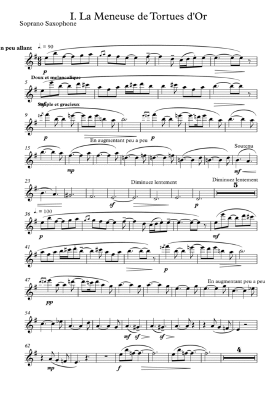 Histoires: La meneuse de tortues d'or (The Leader of the Golden Tortoises) - for saxophone quartet ( Saxophone Quartet scores gallery preview page 6