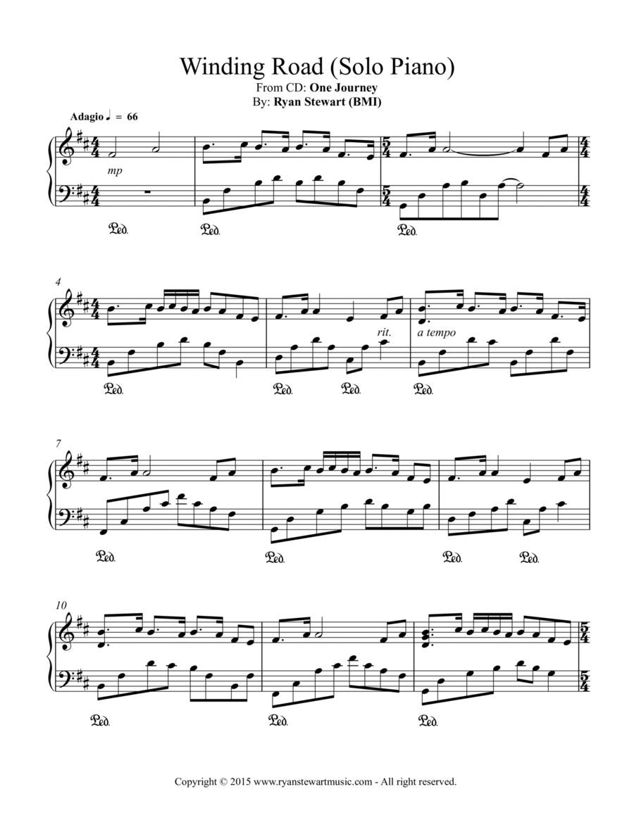 Winding Road Piano Solo - Digital Sheet Music