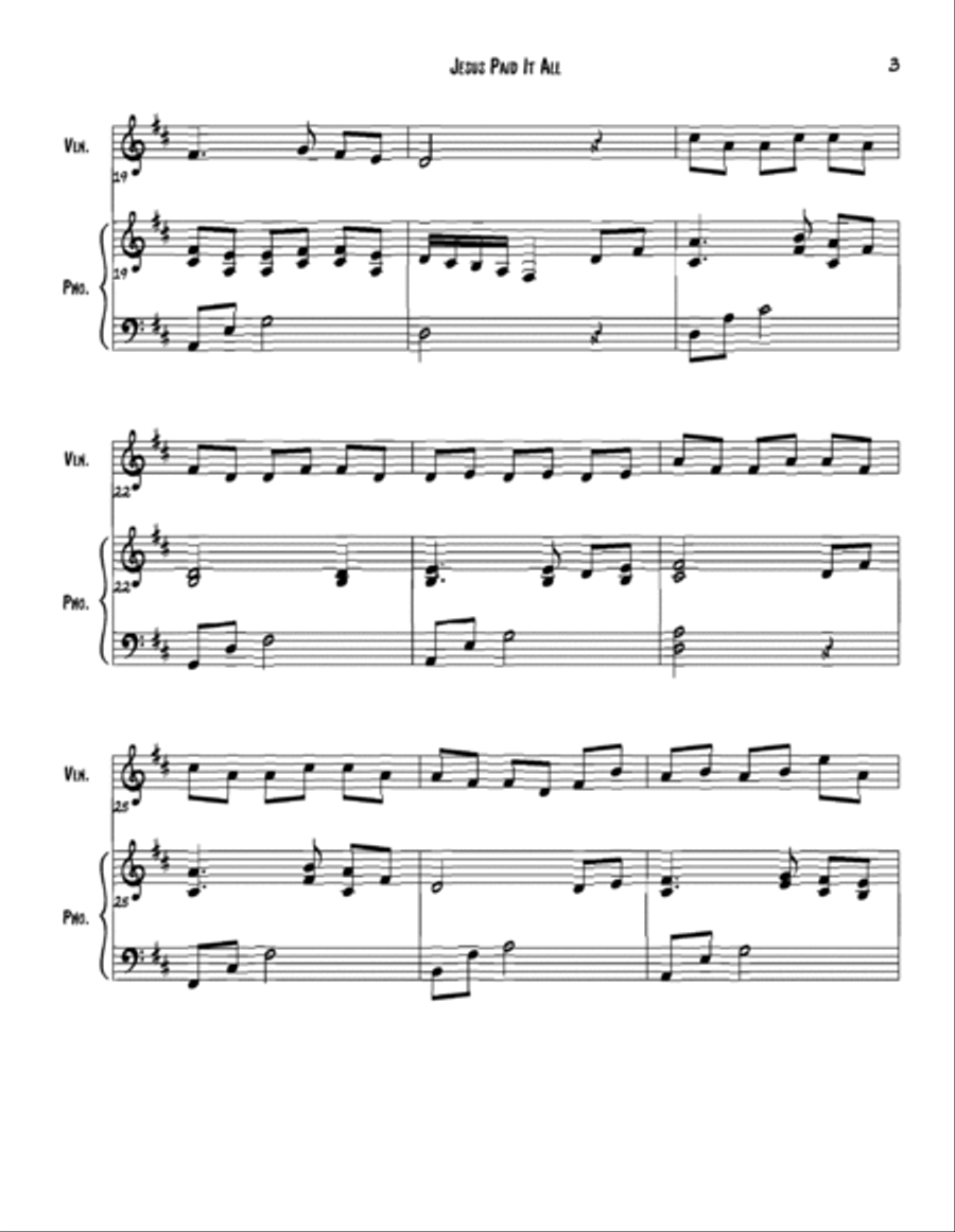 Jesus Paid it All String Duet scores gallery preview page 3