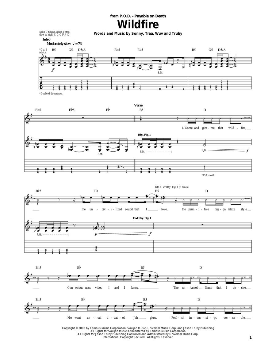 Wildfire Wildfire Electric Guitar scores gallery preview page 1