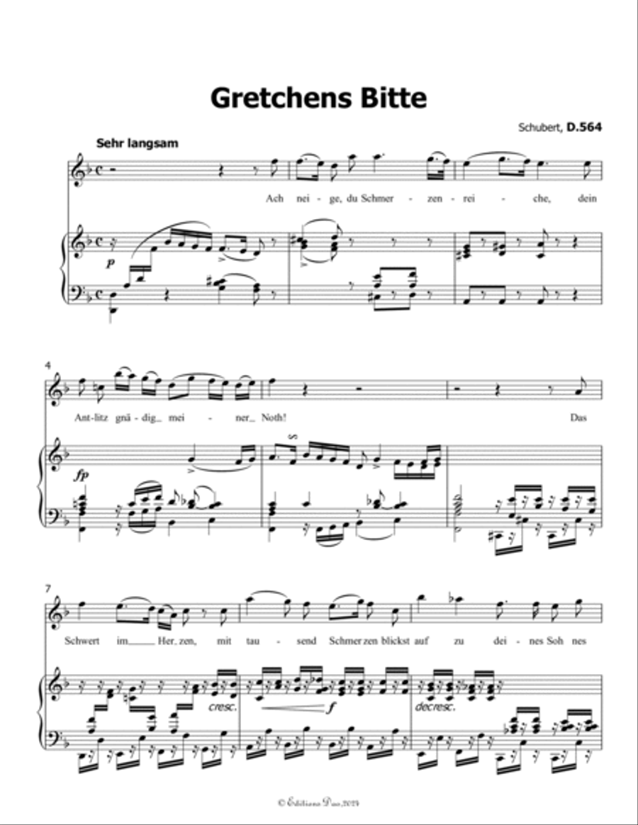Gretchens Bitte, by Schubert, D.564, in F Major Voice scores gallery preview page 3