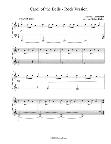 Carol of the Bells - Rock Version (Easy Piano) image number null