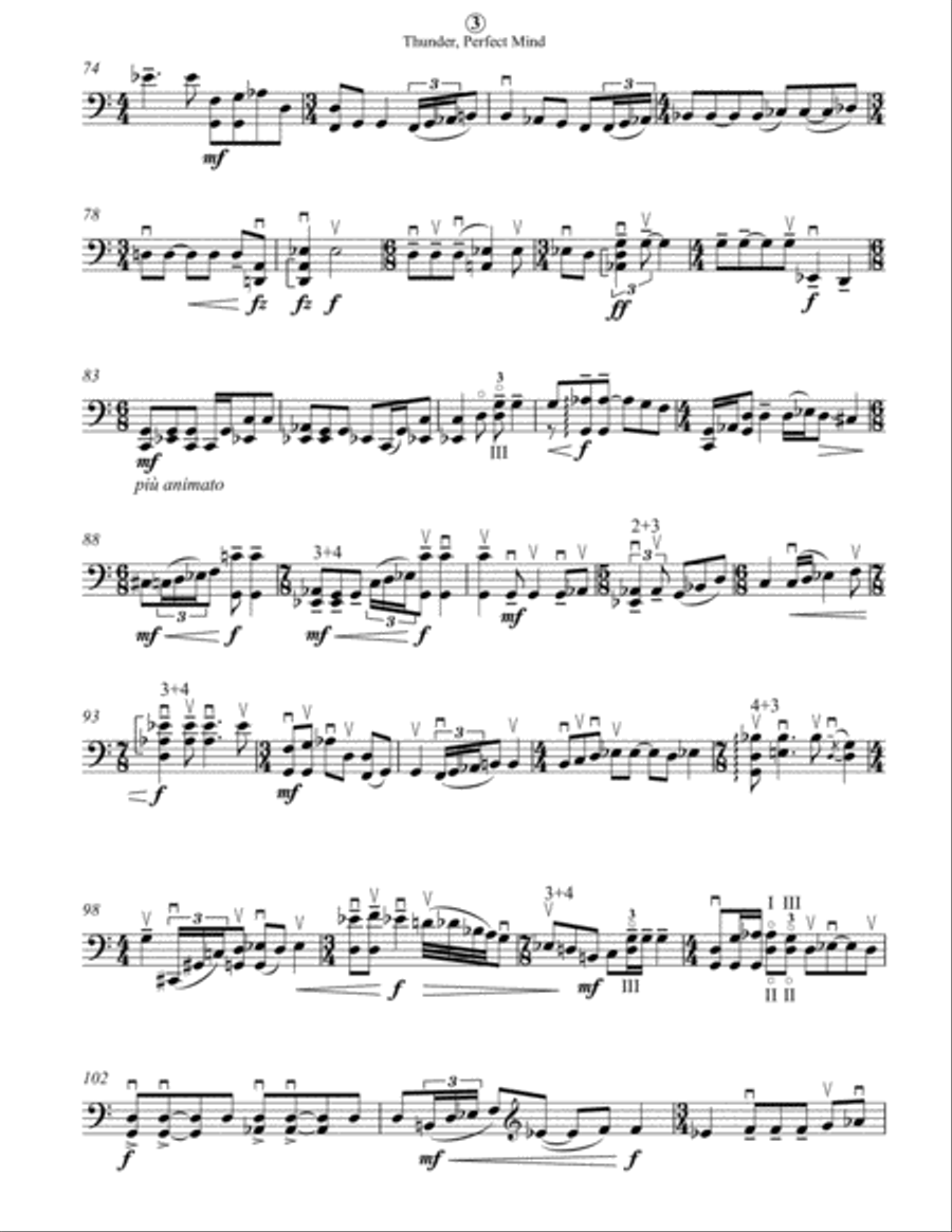 (The) Thunder, Perfect Mind Cello Solo scores gallery preview page 3