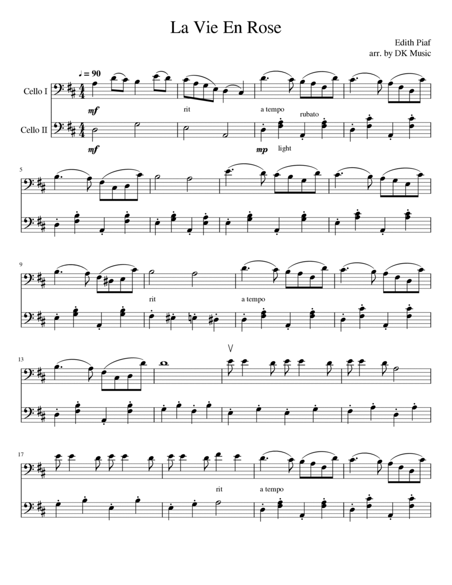 La Vie En Rose La Vie En Rose String Duet scores gallery preview page 1