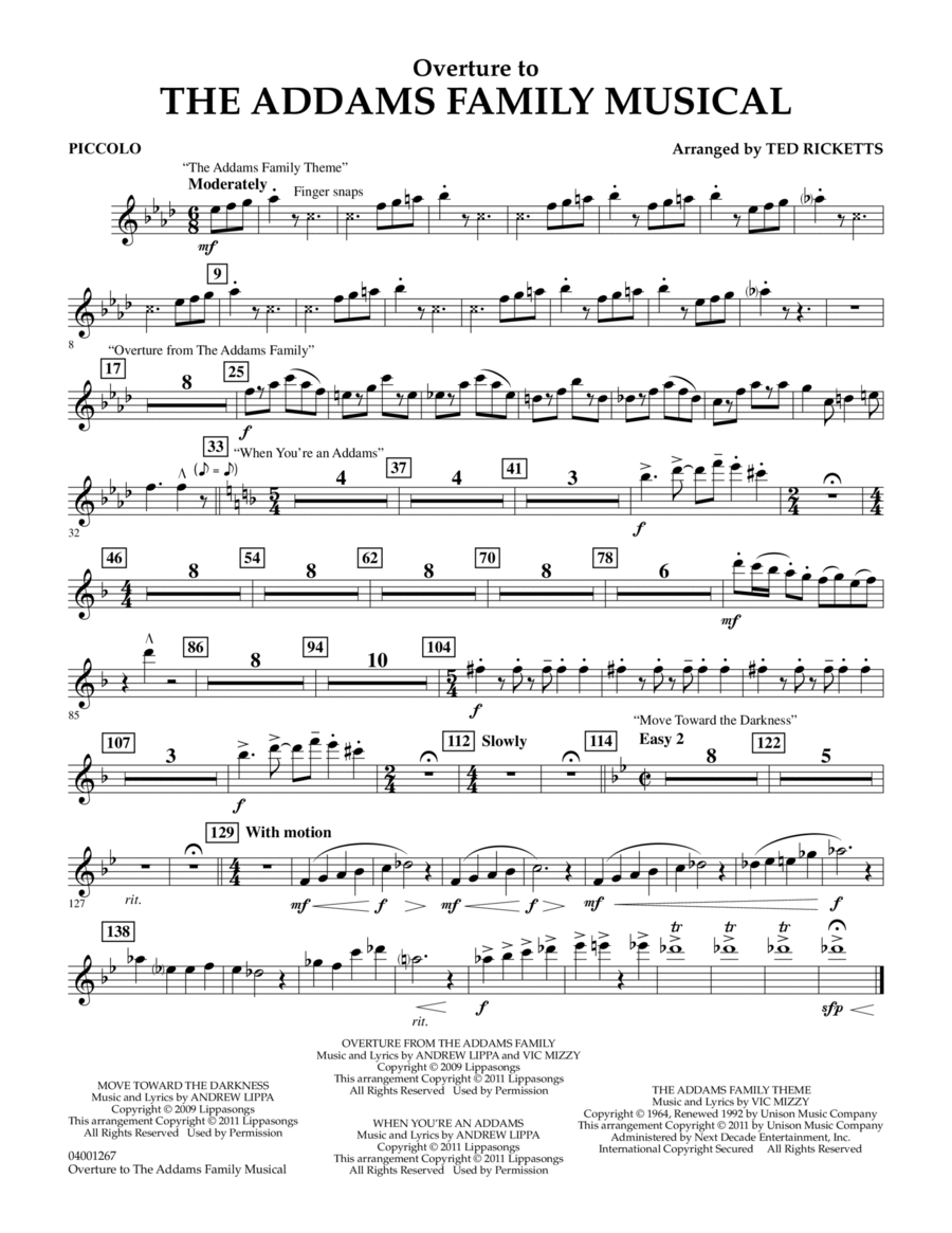Overture to The Addams Family Musical - Piccolo Concert Band scores gallery preview page 1