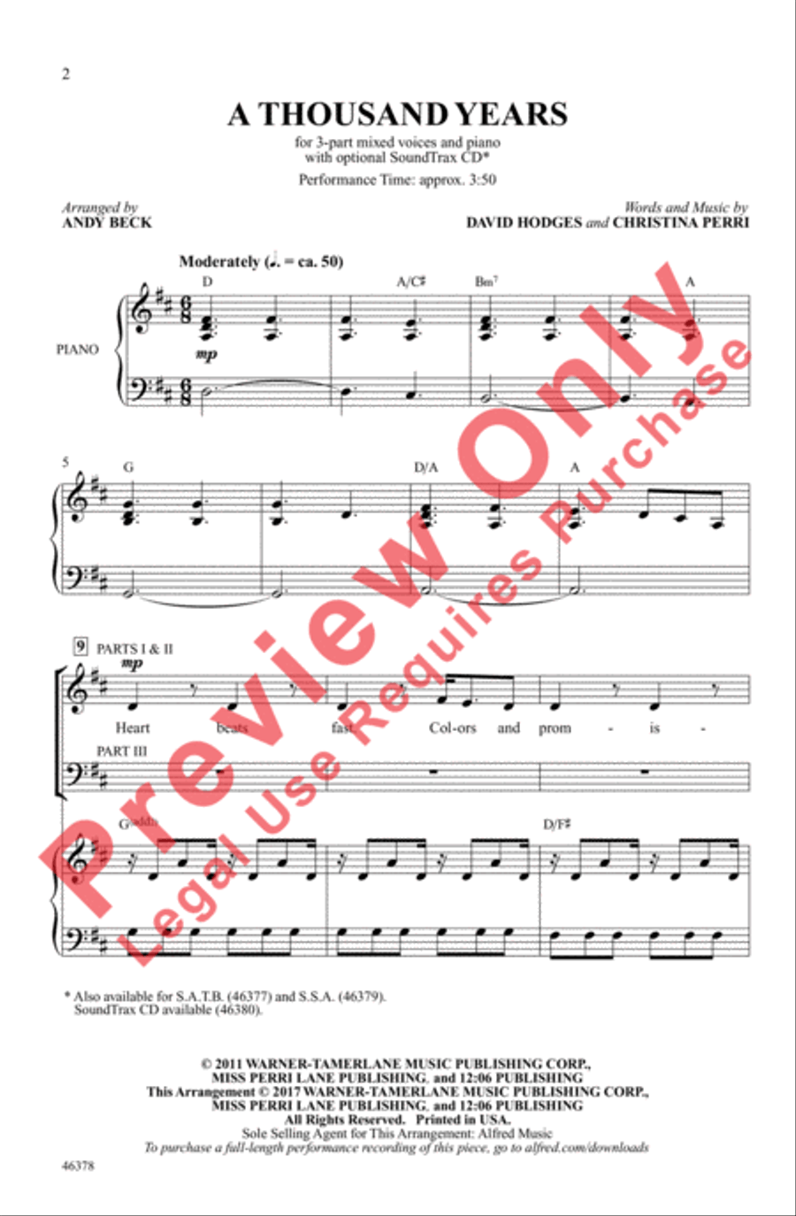 A Thousand Years 3-Part scores gallery preview page 2