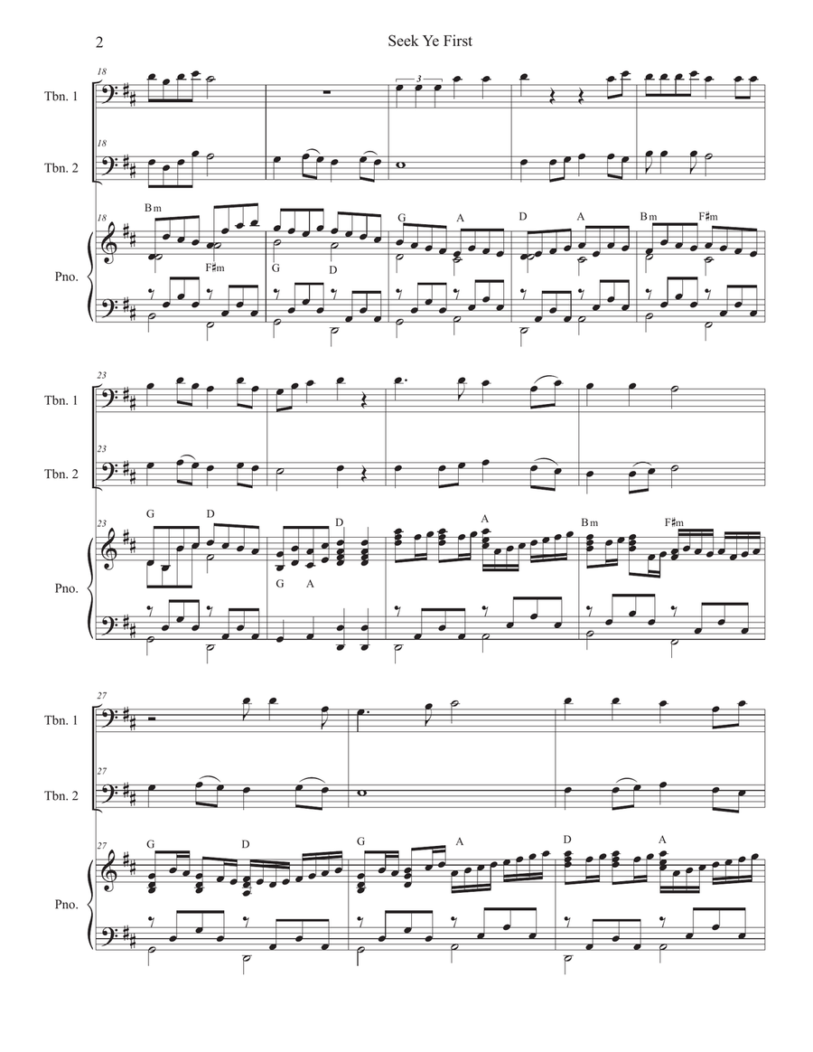 Seek Ye First Trombone Duet scores gallery preview page 2