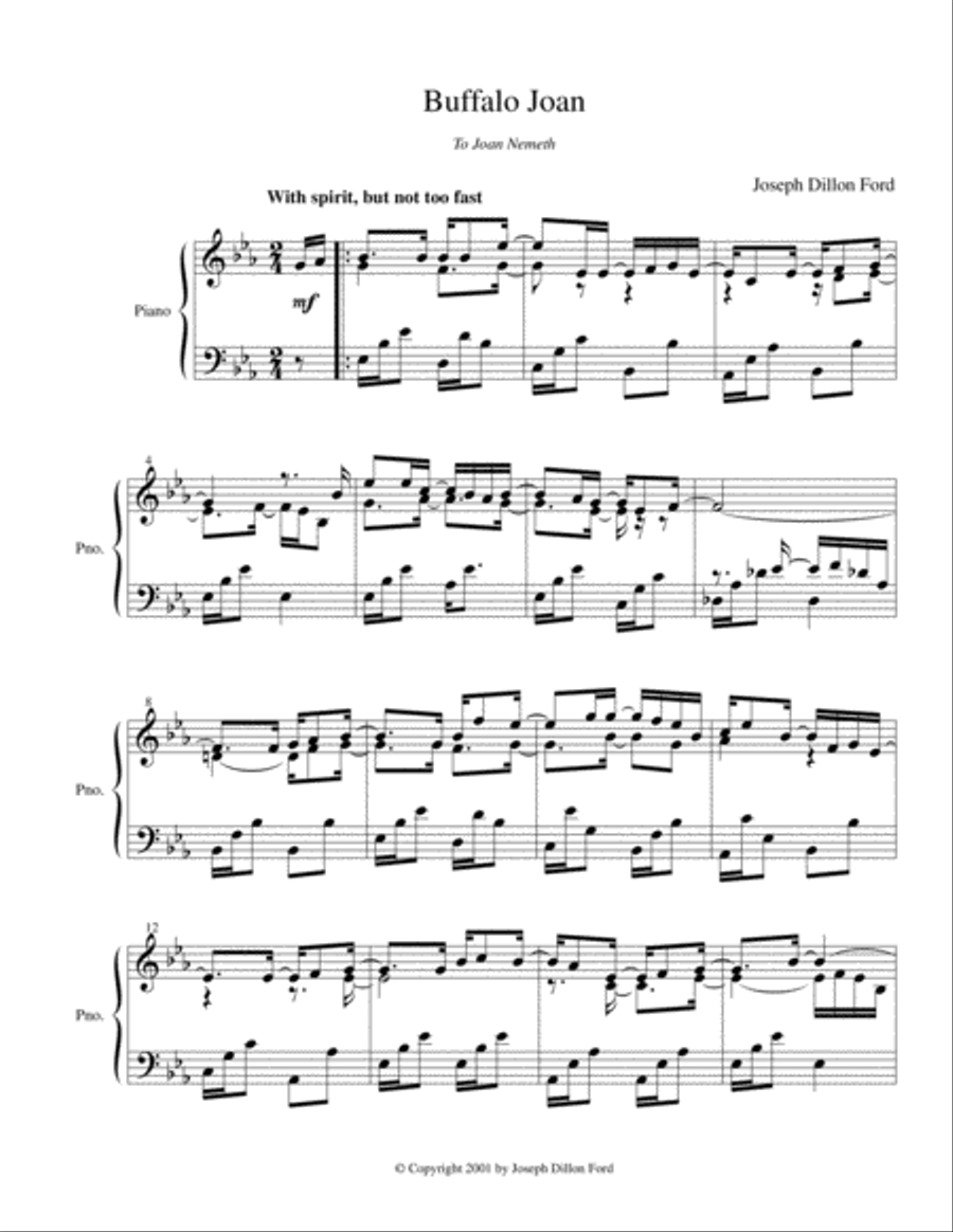 Yellowstone Joan (in E flat) for piano solo Piano Solo scores gallery preview page 1