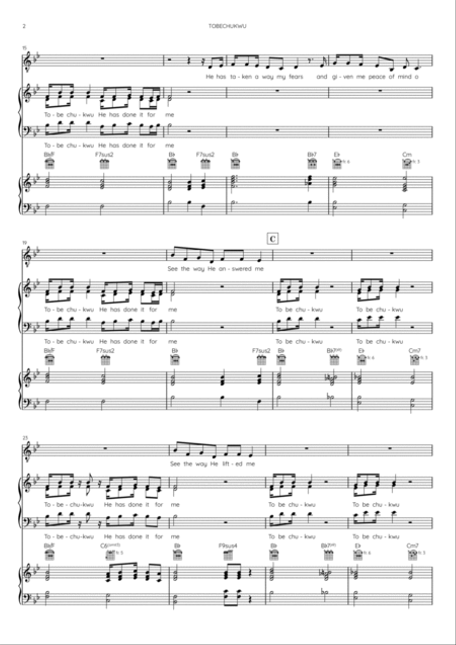 Tobechukwu Piano, Vocal, Guitar scores gallery preview page 2