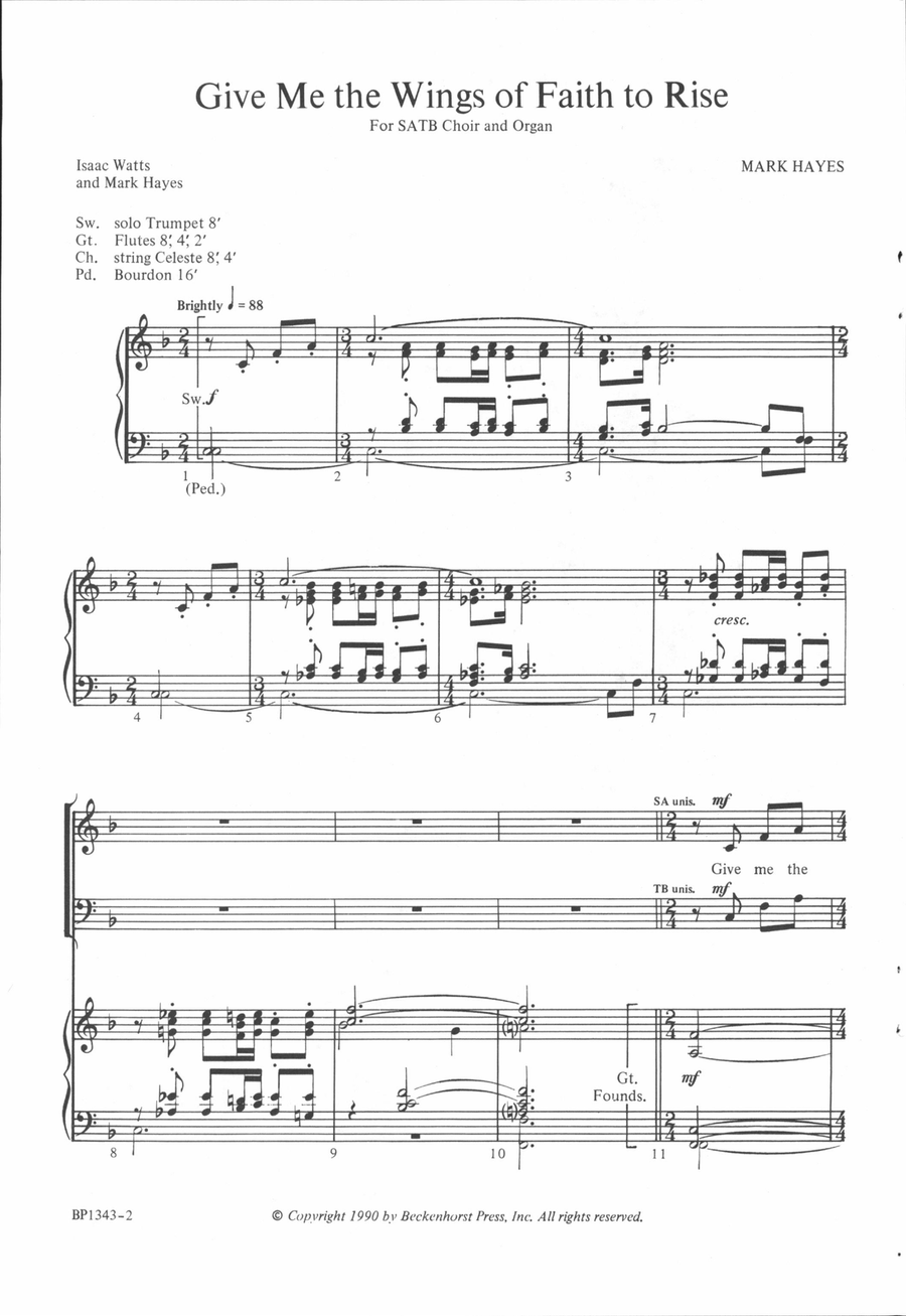 Give Me the Wings of Faith to Rise 4-Part scores gallery preview page 2
