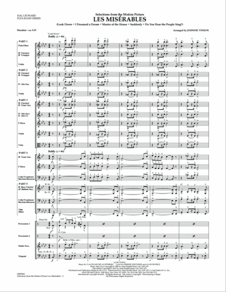 Les Miserables (Selections from the Motion Picture) - Conductor Score (Full Score) Concert Band scores gallery preview page 2