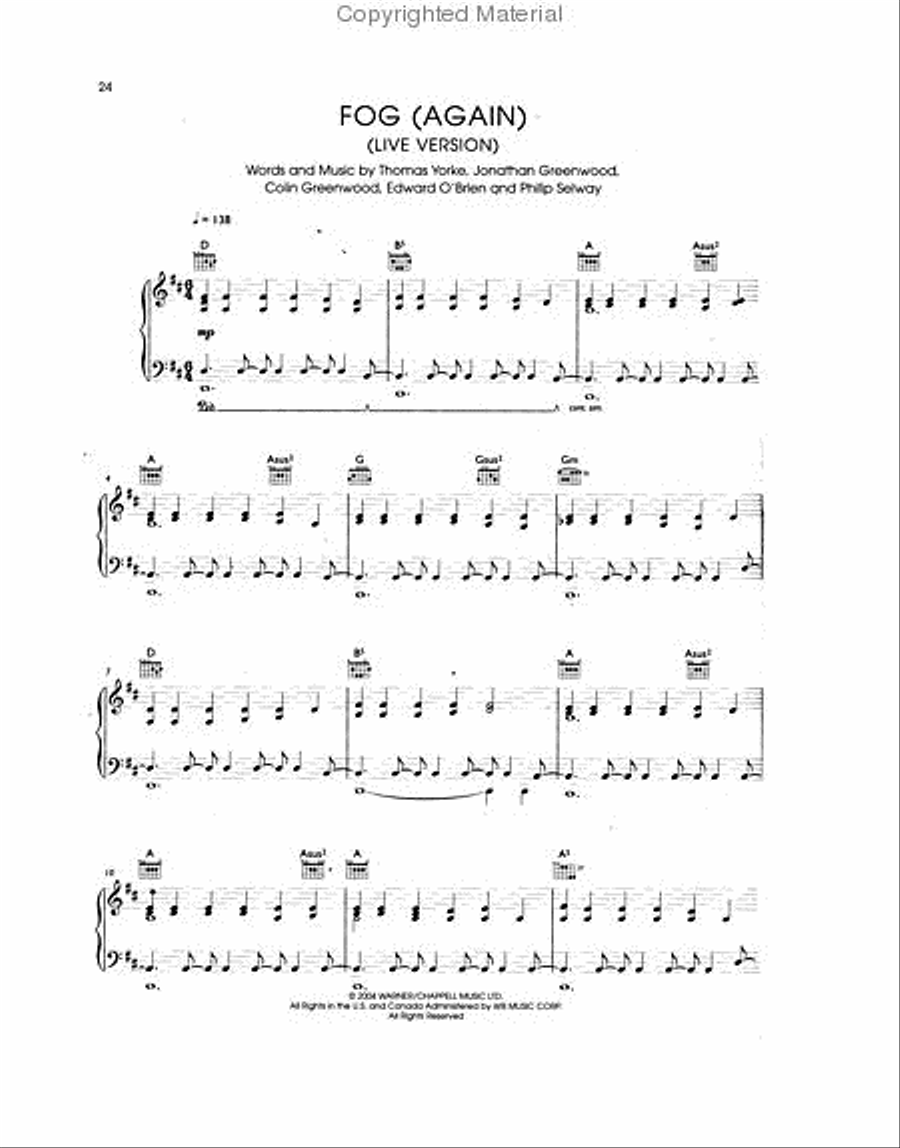 Radiohead Piano, Vocal, Guitar scores gallery preview page 4