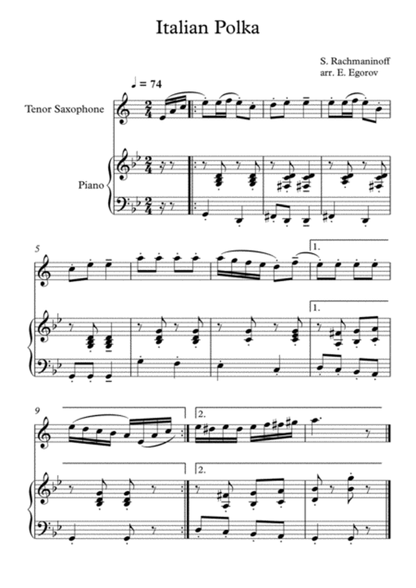 Italian Polka, Sergei Rachmaninoff, For Tenor Saxophone & Piano image number null