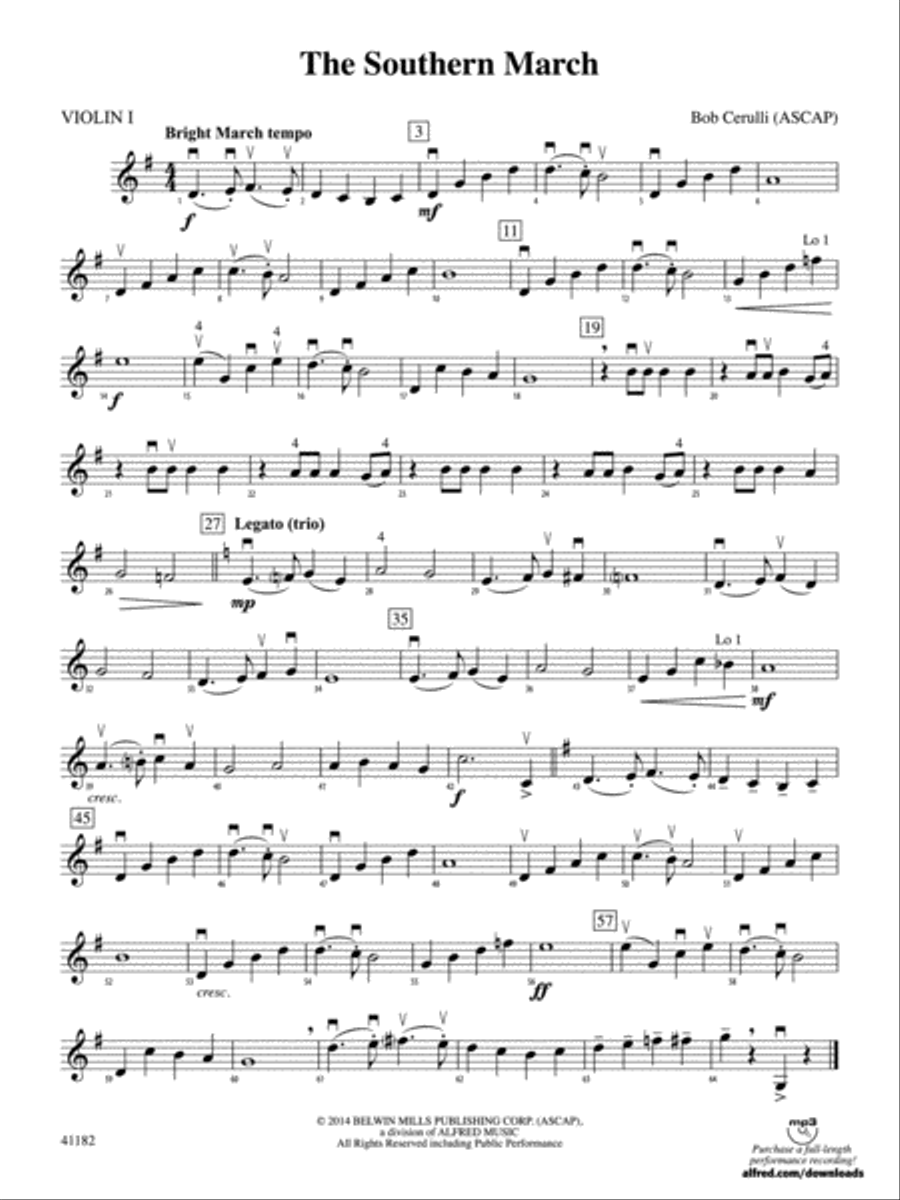 The Southern March: 1st Violin String Orchestra scores gallery preview page 1