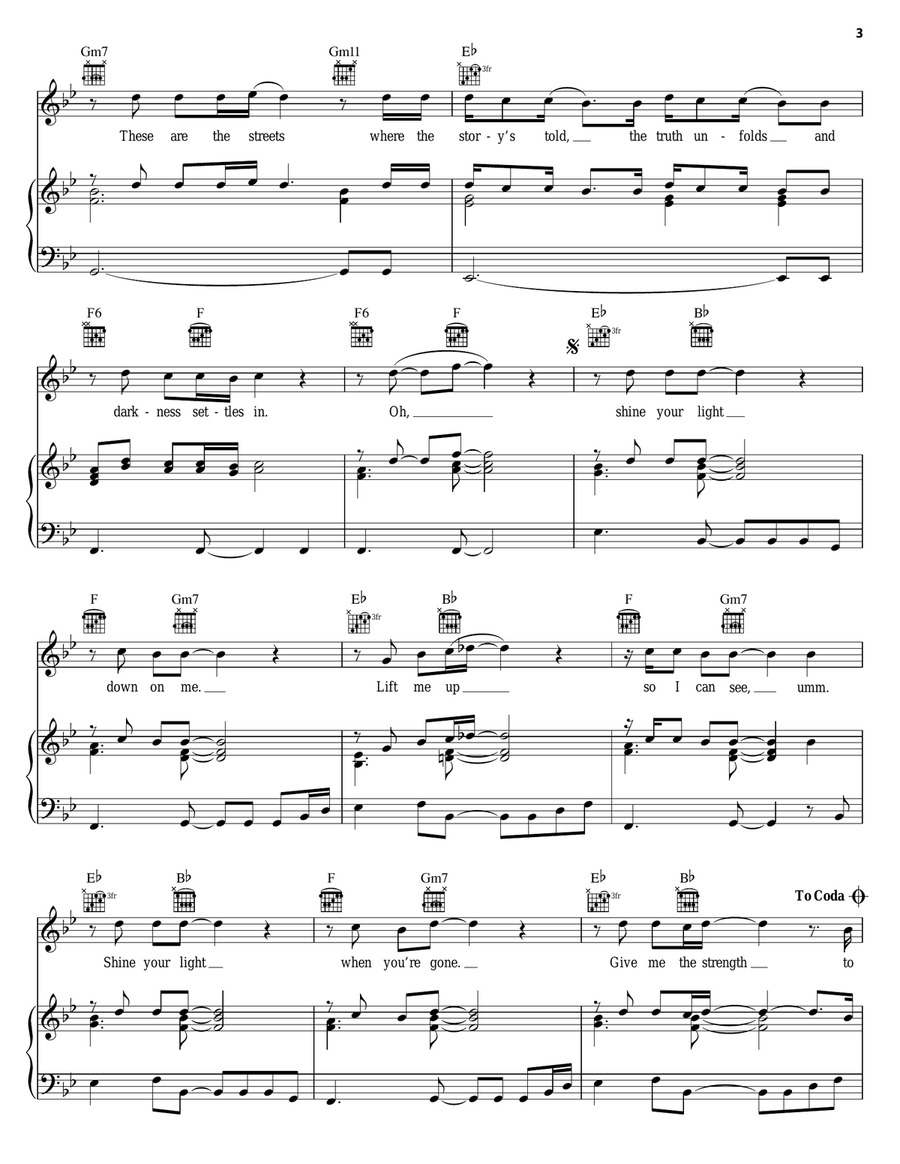 Shine Your Light Shine Your Light Piano, Vocal, Guitar scores gallery preview page 3