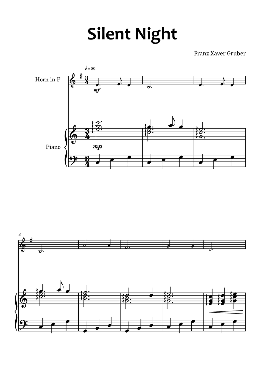 Silent Night Piano scores gallery preview page 1