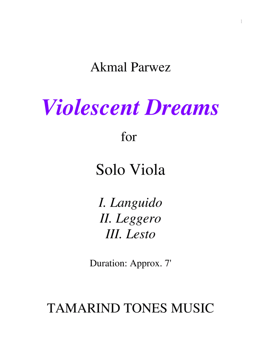 Violescent Dreams for Solo Viola image number null
