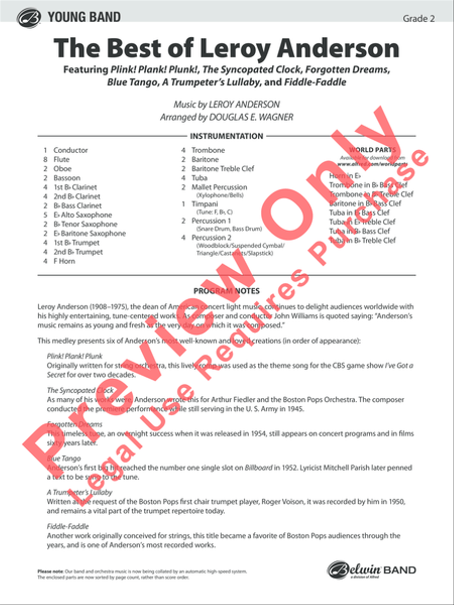 The Best of Leroy Anderson Concert Band scores gallery preview page 2