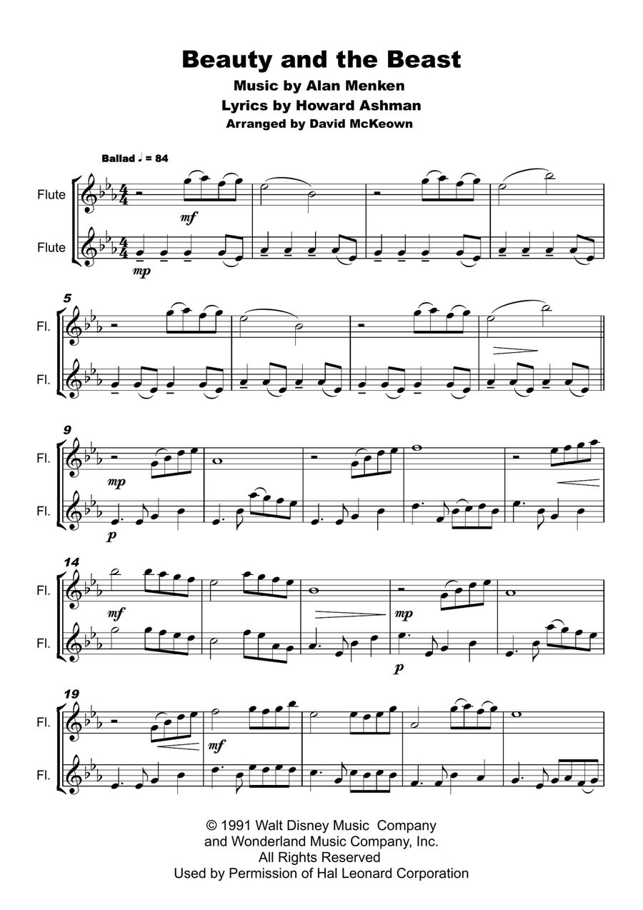 Beauty And The Beast Flute Duet scores gallery preview page 2