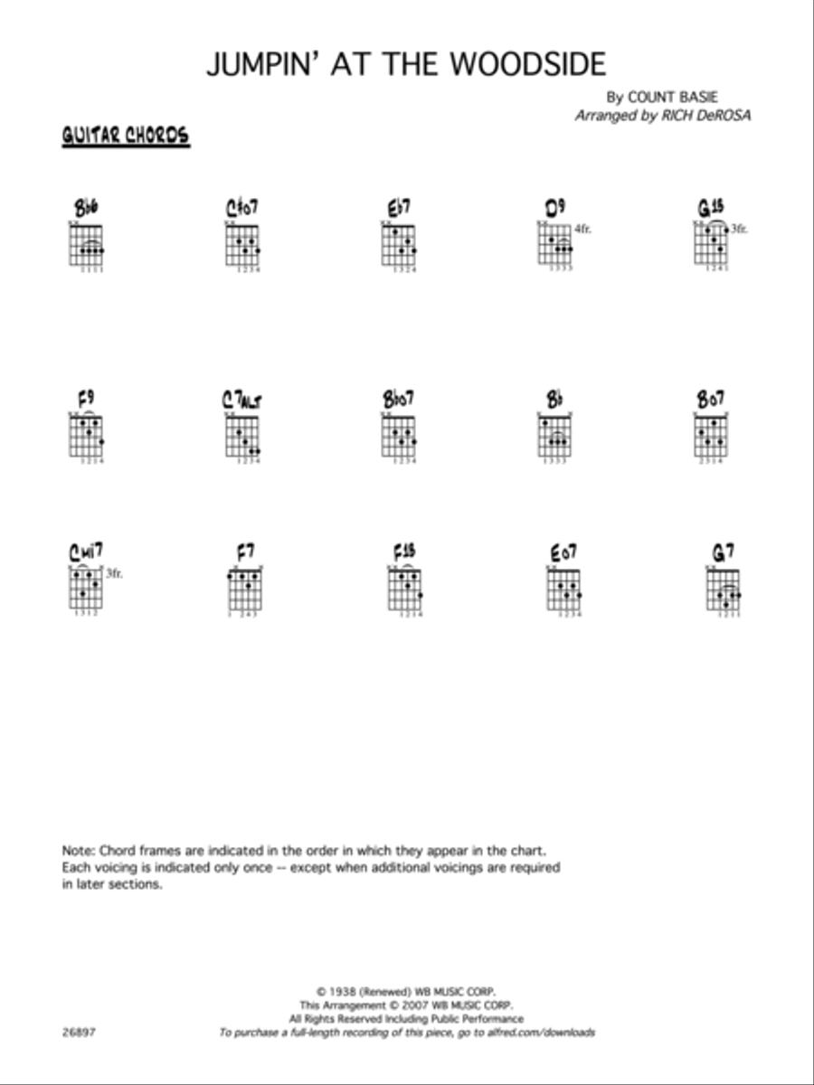 Jumpin' at the Woodside: Guitar Chords Jazz Ensemble scores gallery preview page 1