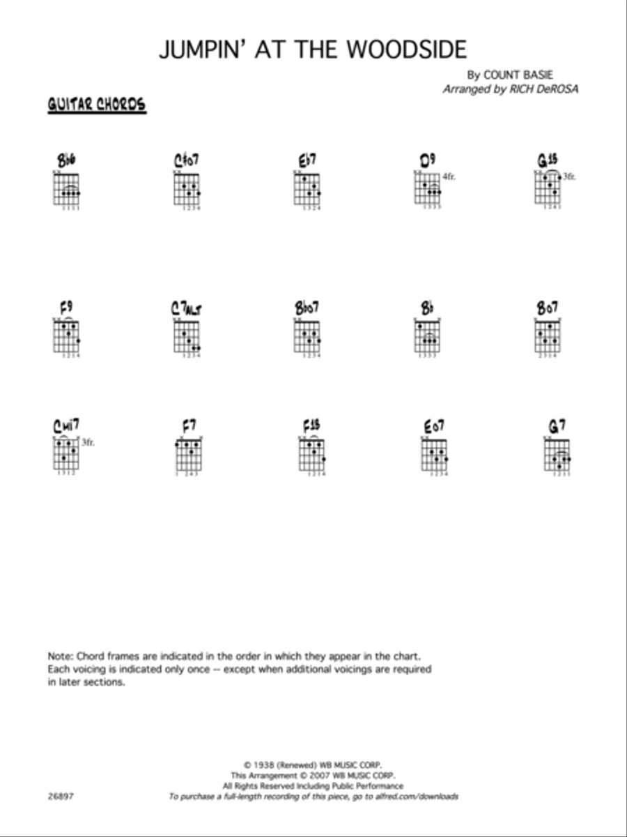 Jumpin' at the Woodside: Guitar Chords