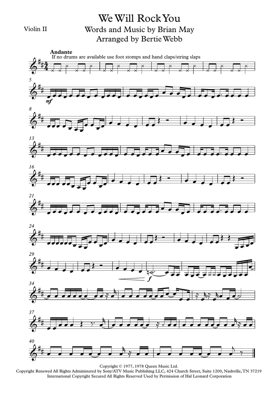 We Will Rock You String Quartet scores gallery preview page 2