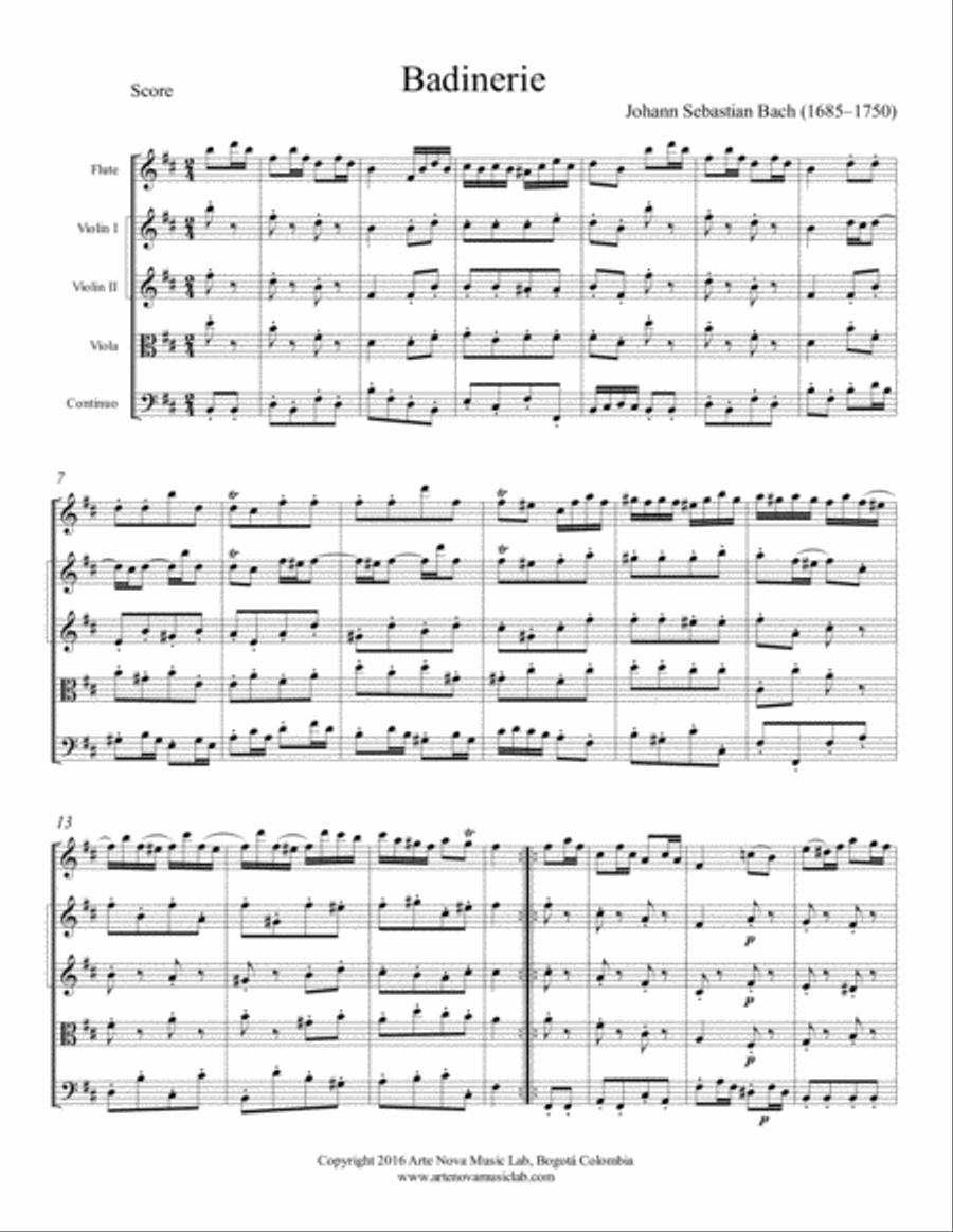 Badinerie. From BWV 1067 Suite Chamber Orchestra scores gallery preview page 2