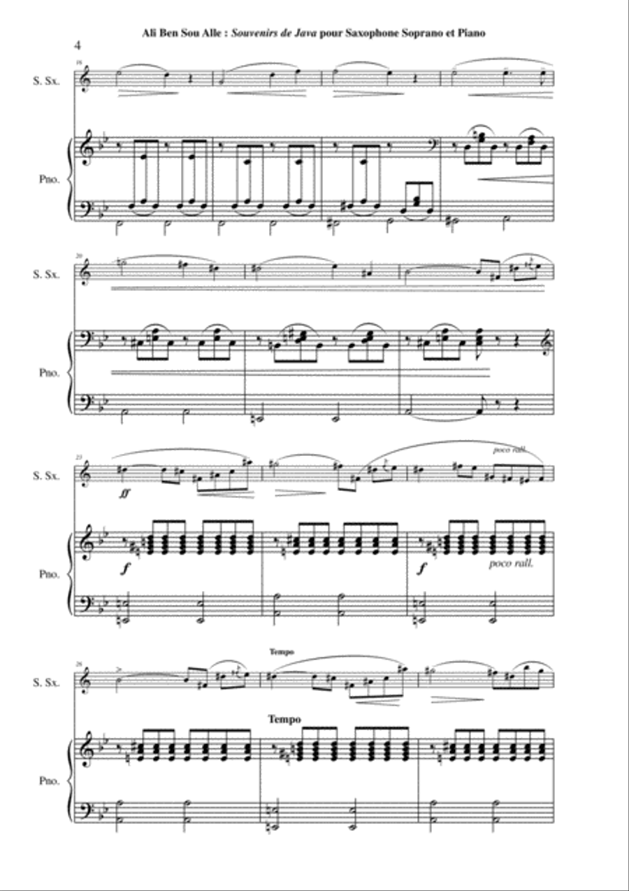Ali Ben Sou Alle: Souvenirs de Java for soprano saxophone and piano Soprano Saxophone scores gallery preview page 4