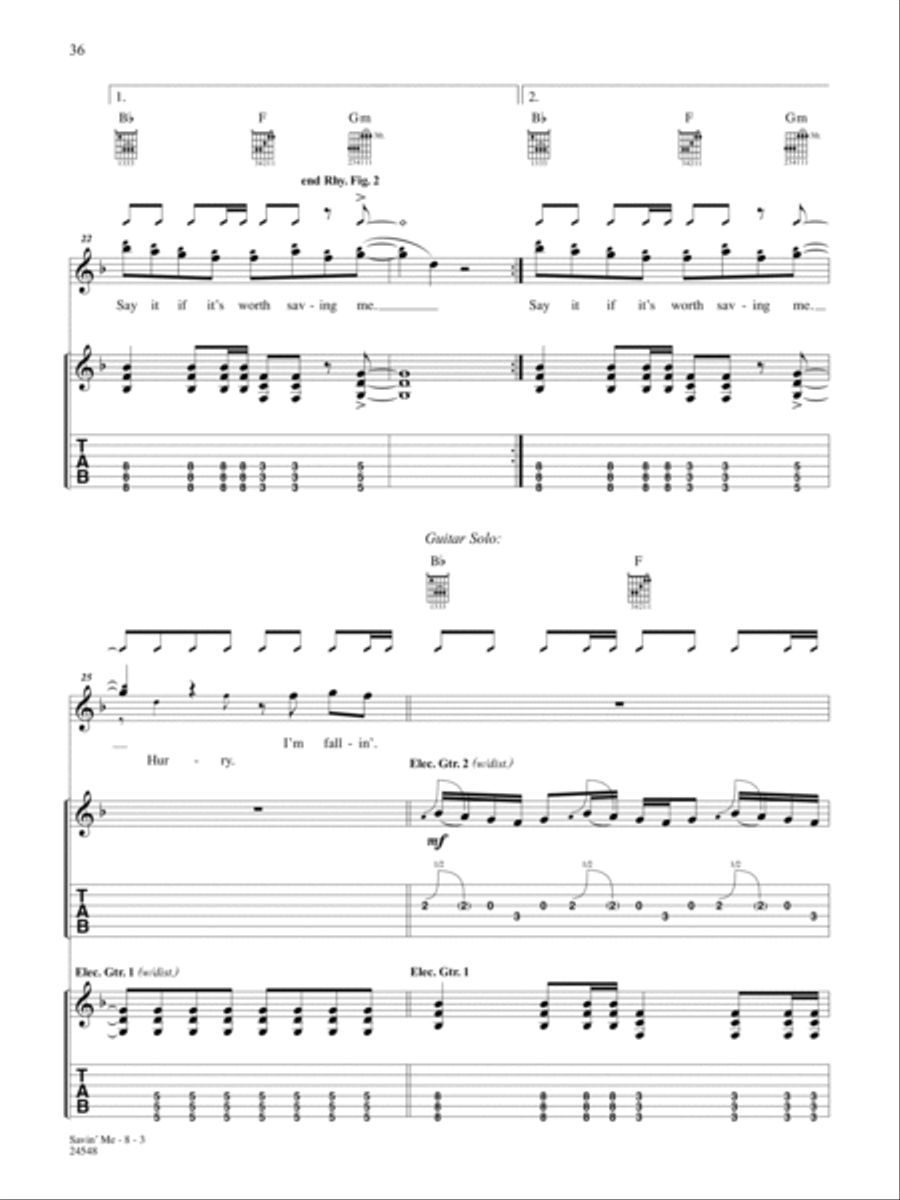 Savin' Me Guitar Tablature scores gallery preview page 3