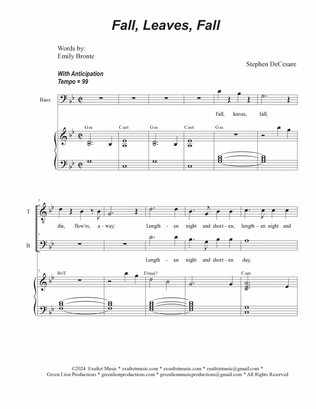 Book cover for Fall, Leaves, Fall (Duet for Tenor and Bass solo)