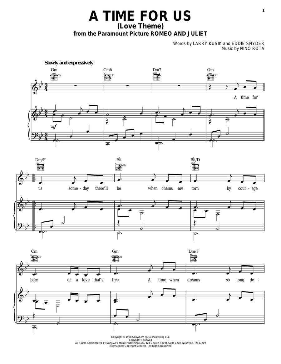 A Time For Us (Love Theme) Acoustic Guitar scores gallery preview page 1