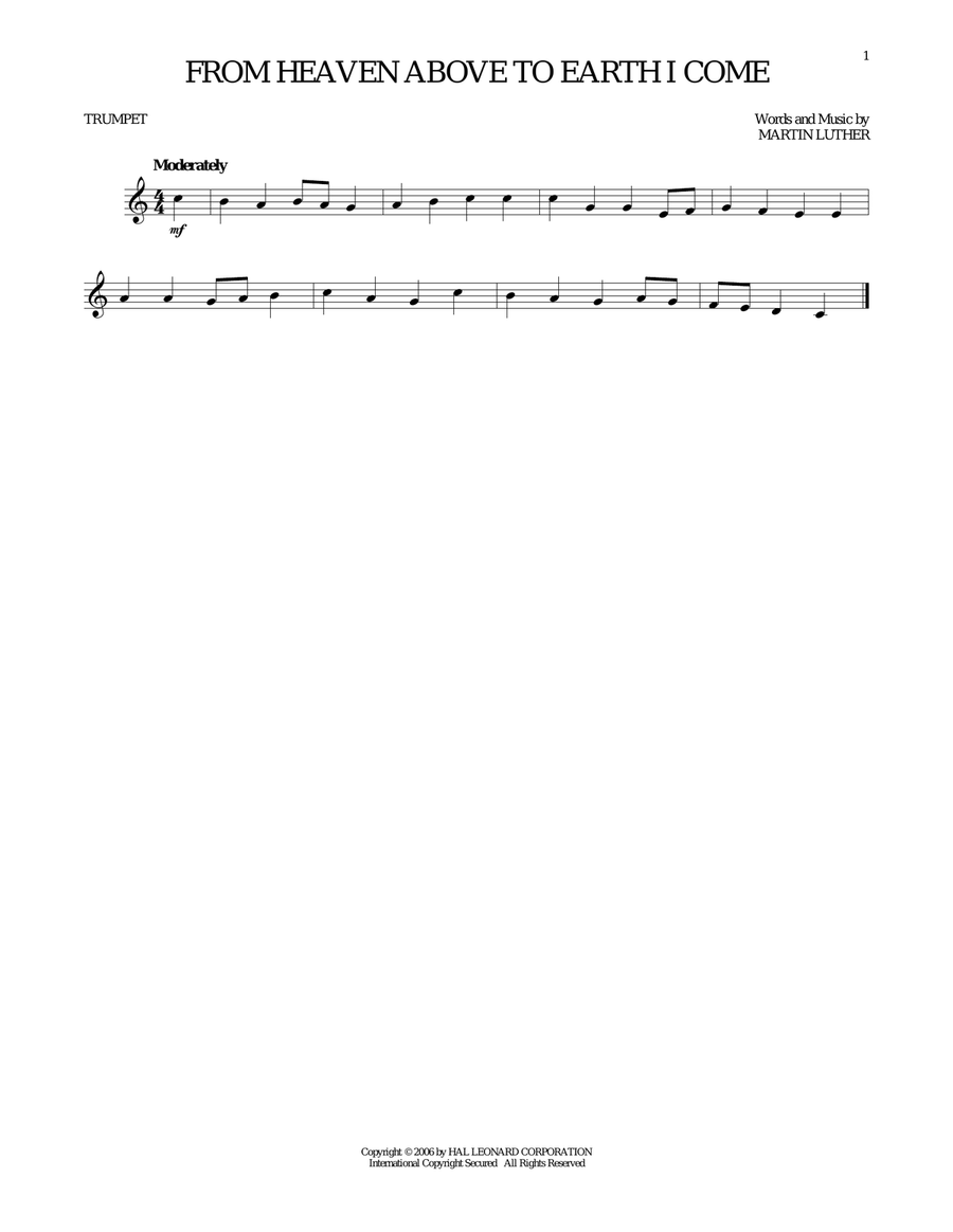 From Heaven Above To Earth I Come Trumpet Solo scores gallery preview page 1
