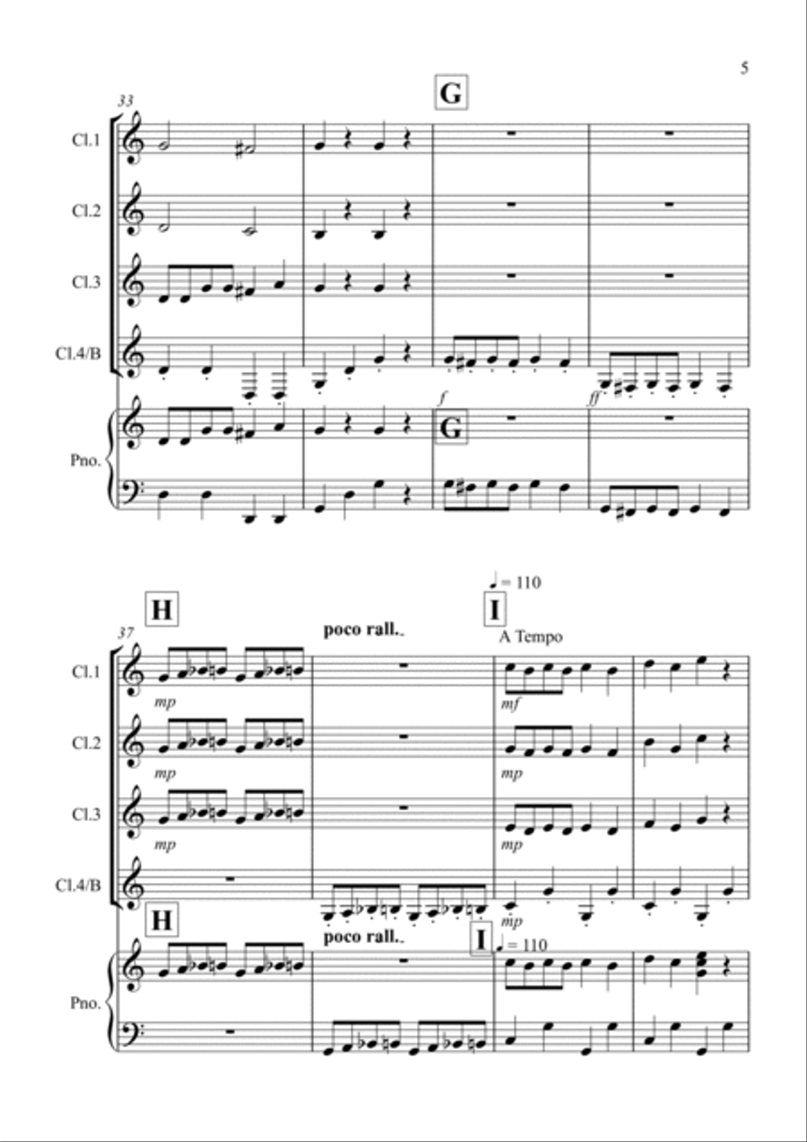 Dance of the Reed Pipes (Fantasia from Nutcracker) for Clarinet Quartet Clarinet Quartet scores gallery preview page 5