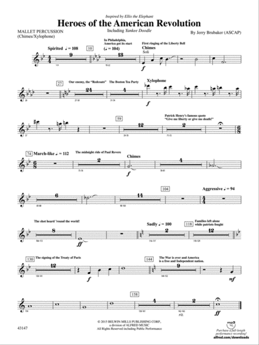 Heroes of the American Revolution: Mallets Concert Band scores gallery preview page 1