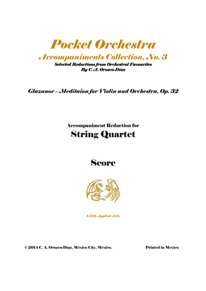 Book cover for Glazunov - Meditation for Violin and String Quartet, Op. 32 (SCORE)