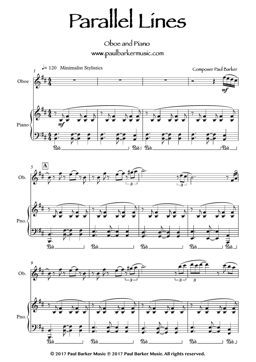 Parallel Lines (Oboe & Piano) Chamber Music scores gallery preview page 2