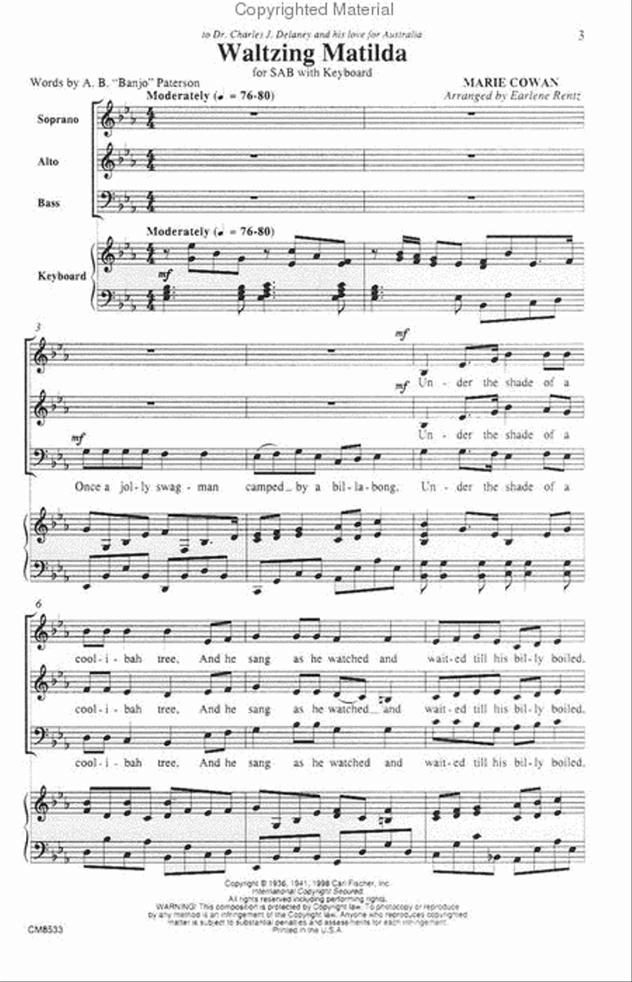 Waltzing Matilda 3-Part scores gallery preview page 2