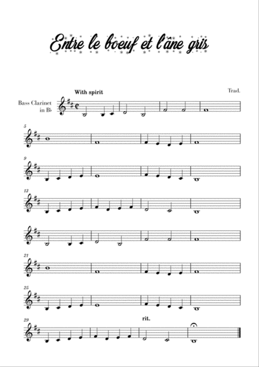 Entre le bœuf et l'âne gris (for Bass Clarinet) Bass Clarinet scores gallery preview page 1