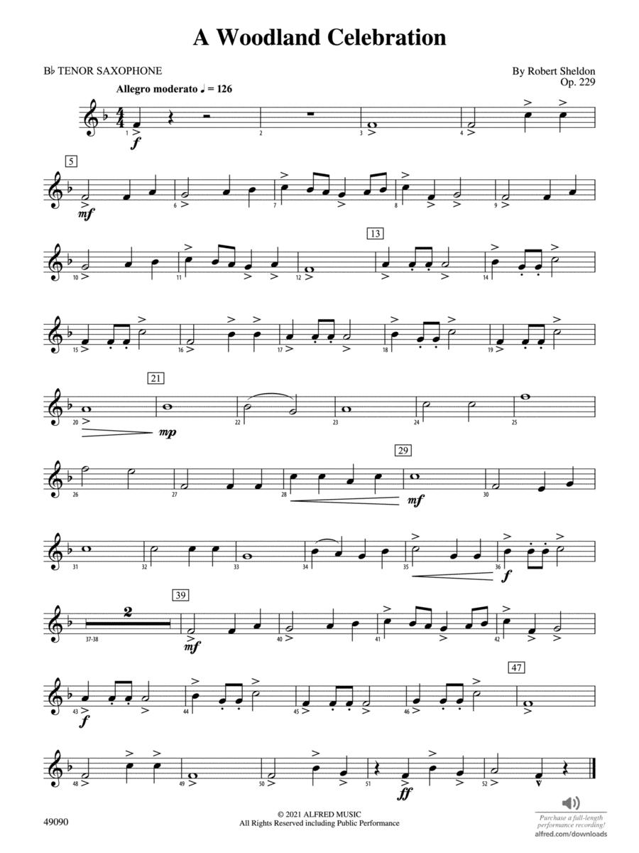 A Woodland Celebration: B-flat Tenor Saxophone Concert Band scores gallery preview page 1