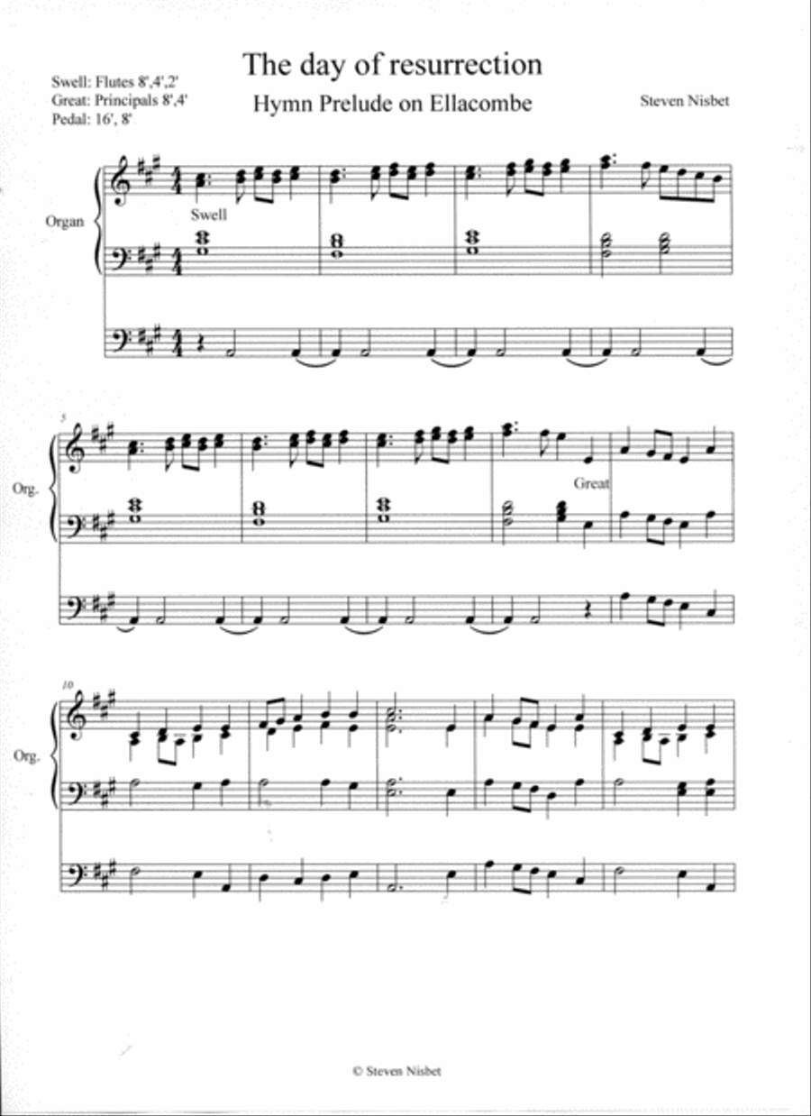 The day of resurrection - Hymn Prelude based on the hymn tune Ellacombe Organ Solo scores gallery preview page 2