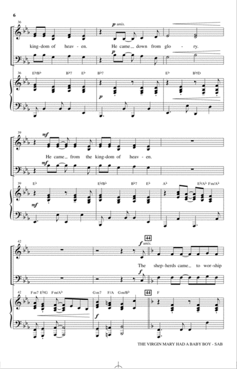The Virgin Mary Had A Baby Boy (arr. Michael Ware) 3-Part scores gallery preview page 5